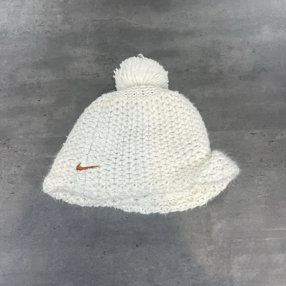 Vintage Nike Texas Longhorns Beanie‎ Hat Winter Cap Knit Chunky Ski Snow White